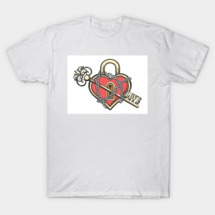 Heart Shaped Lock with a Key T-Shirt